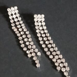 Sparkling Silver Crystal Drop Earrings